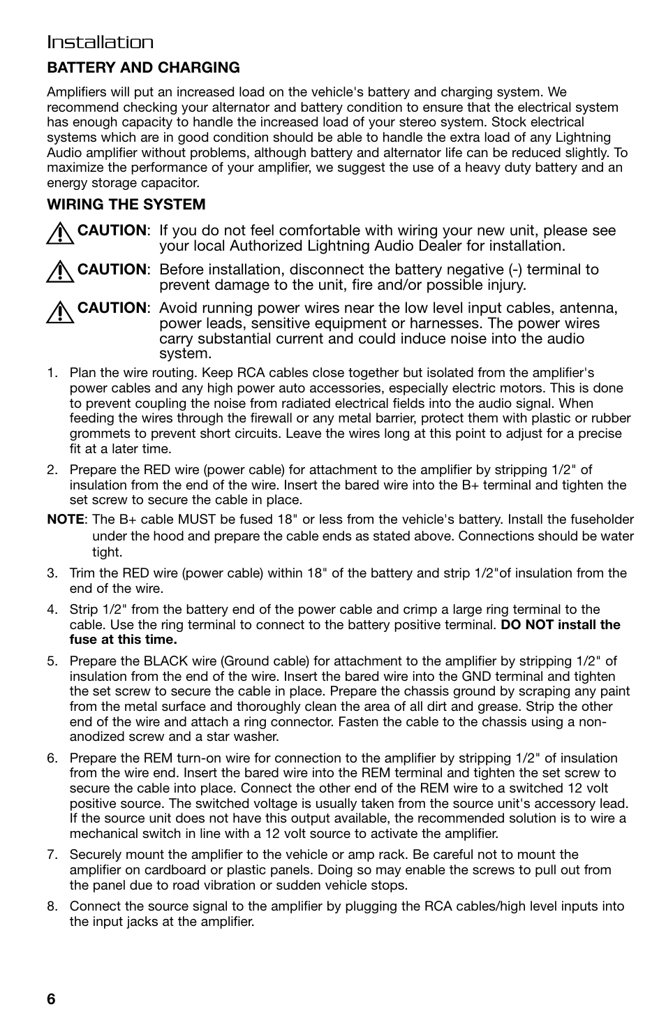 Installation | Lightning Audio B2.350.1 User Manual | Page 6 / 52