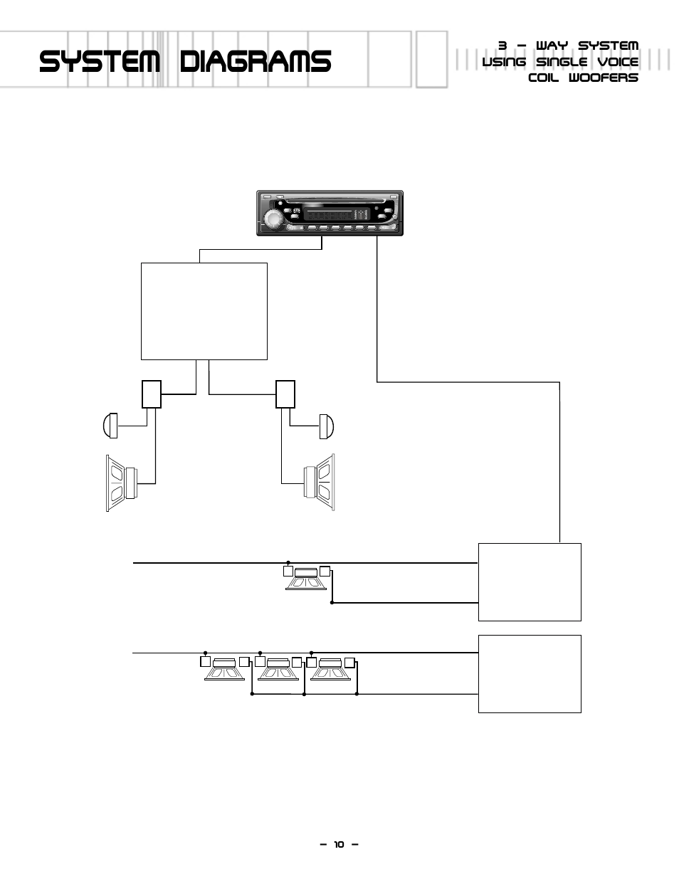 System diagrams, 3 - way system using single voice coil woofers, 4ω 4 ω 4 ω | Lightning Audio S1.600D User Manual | Page 11 / 24