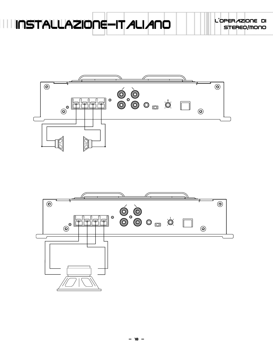 Installazione—italiano, L’operazione di stereo/mono | Lightning Audio S1.600D User Manual | Page 19 / 24