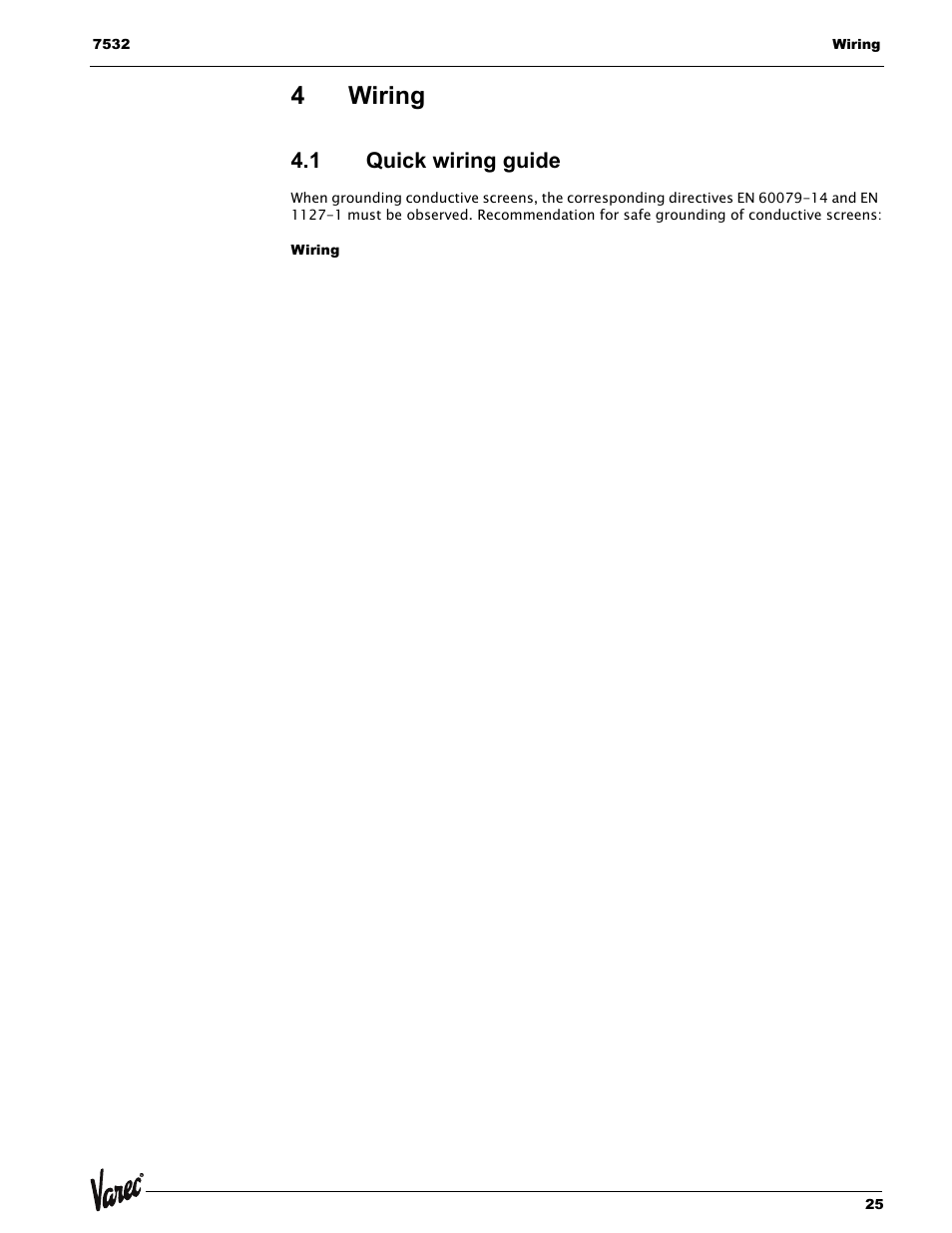 4 wiring, 1 quick wiring guide, Wiring | Quick wiring guide, 4wiring | Lightning Audio 7532 User Manual | Page 25 / 106