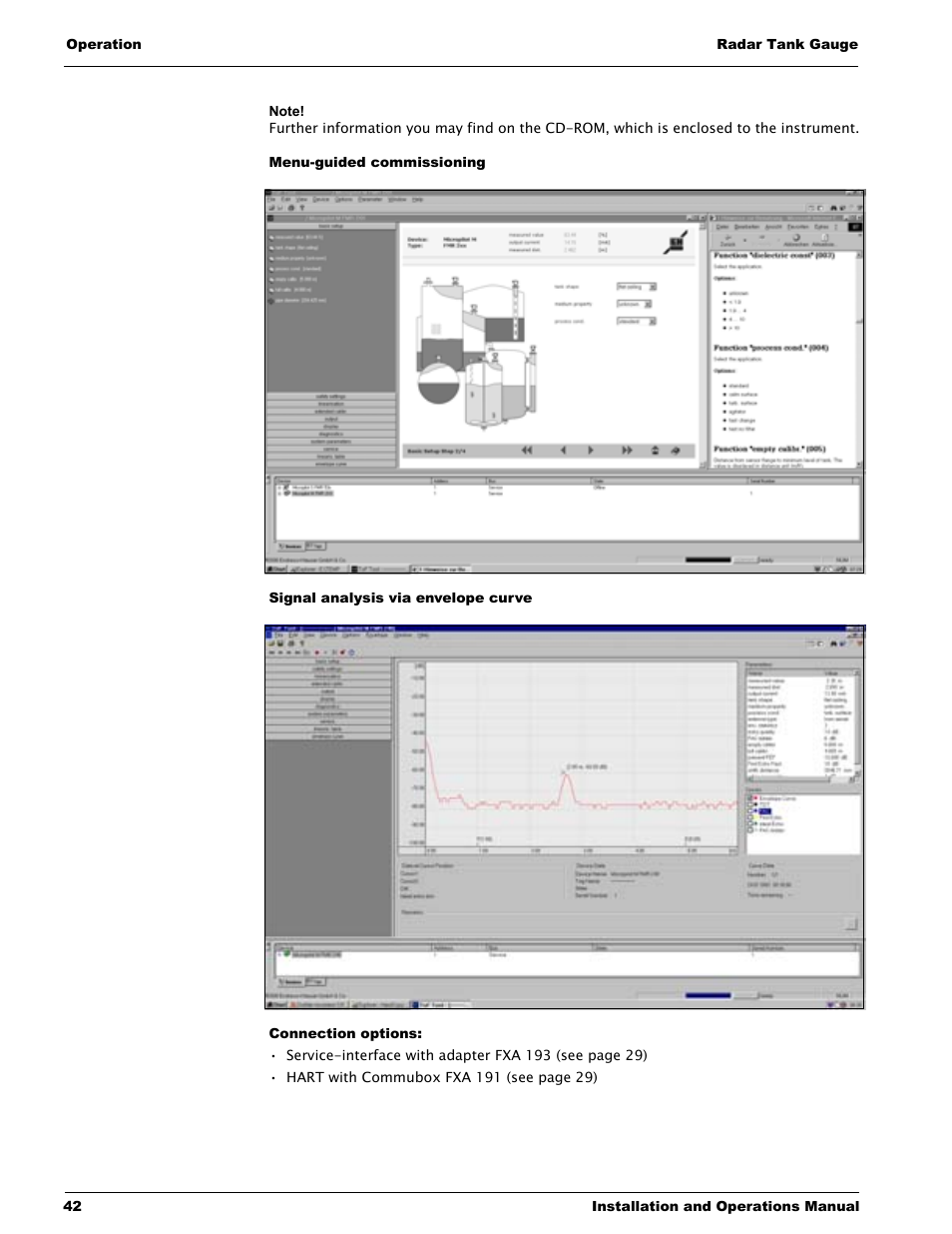 Menu-guided commissioning, Signal analysis via envelope curve, Connection options | Lightning Audio 7532 User Manual | Page 42 / 106