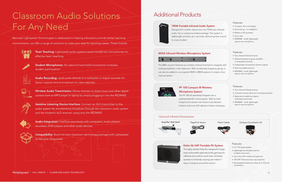 Classroom audio solutions for any need, Additional products | LightSpeed Technologies RedCat User Manual | Page 8 / 9