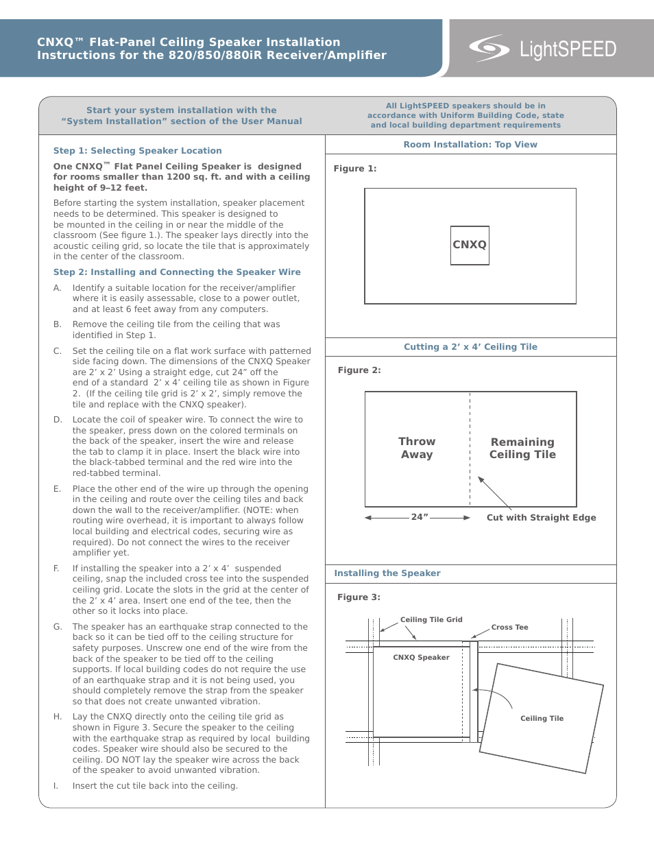 LightSpeed Technologies CNXQ 850 User Manual | 2 pages