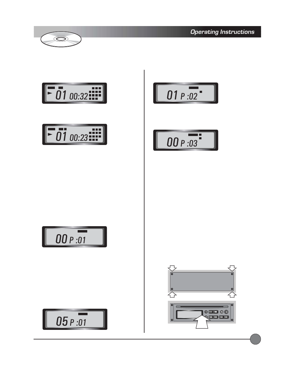 P :01, P :02, P :03 | Cd player, Operating instructions, Continued | LightSpeed Technologies Delta X10 User Manual | Page 29 / 35