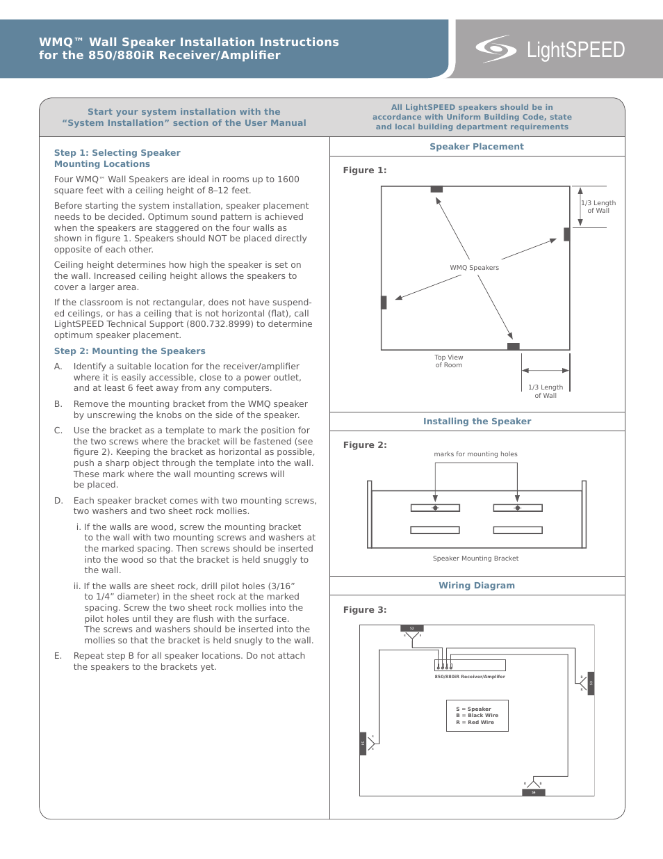 LightSpeed Technologies 850 User Manual | 2 pages