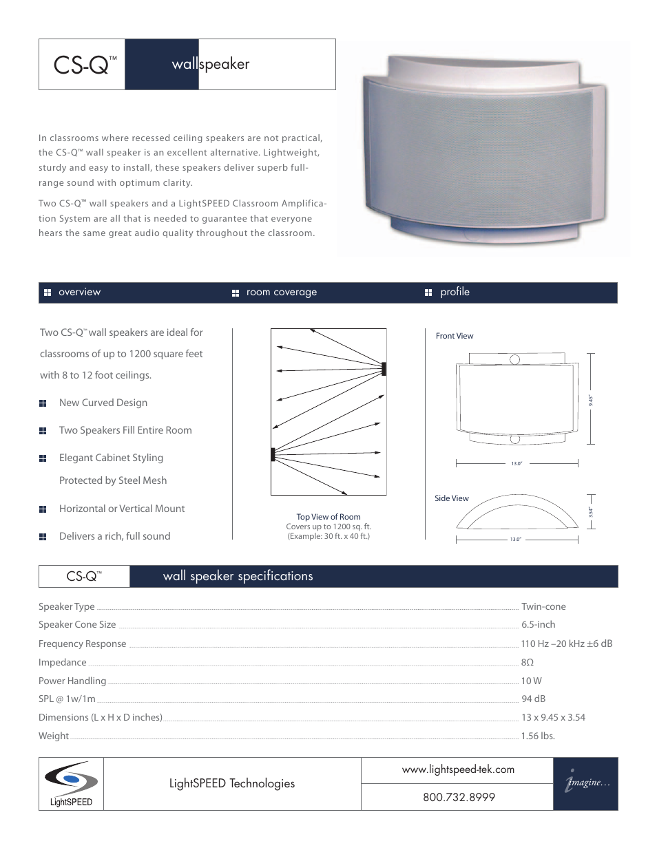 LightSpeed Technologies CS-Q User Manual | 1 page