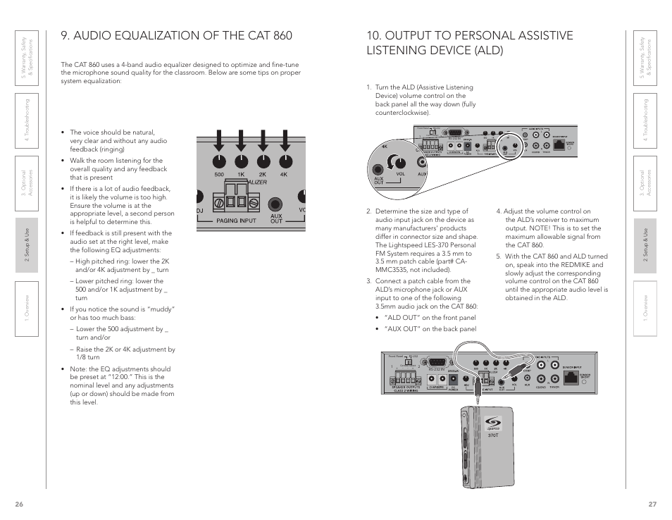 Audio equalization of the cat 860 | LightSpeed Technologies CAT 860 User Manual | Page 14 / 45