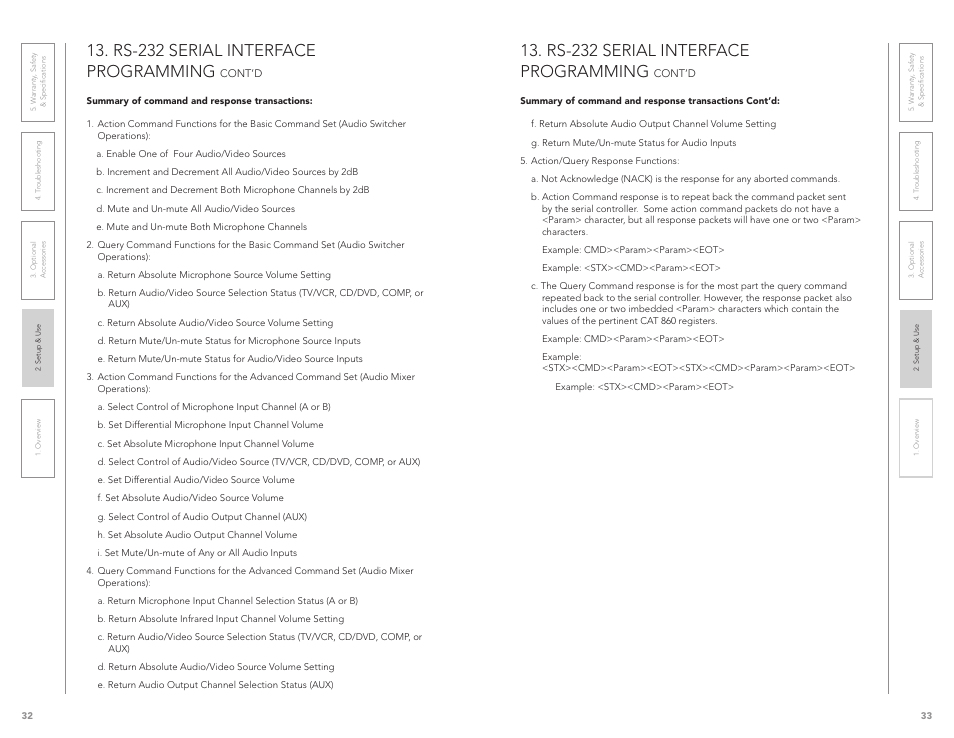 Rs-232 serial interface programming | LightSpeed Technologies CAT 860 User Manual | Page 17 / 45