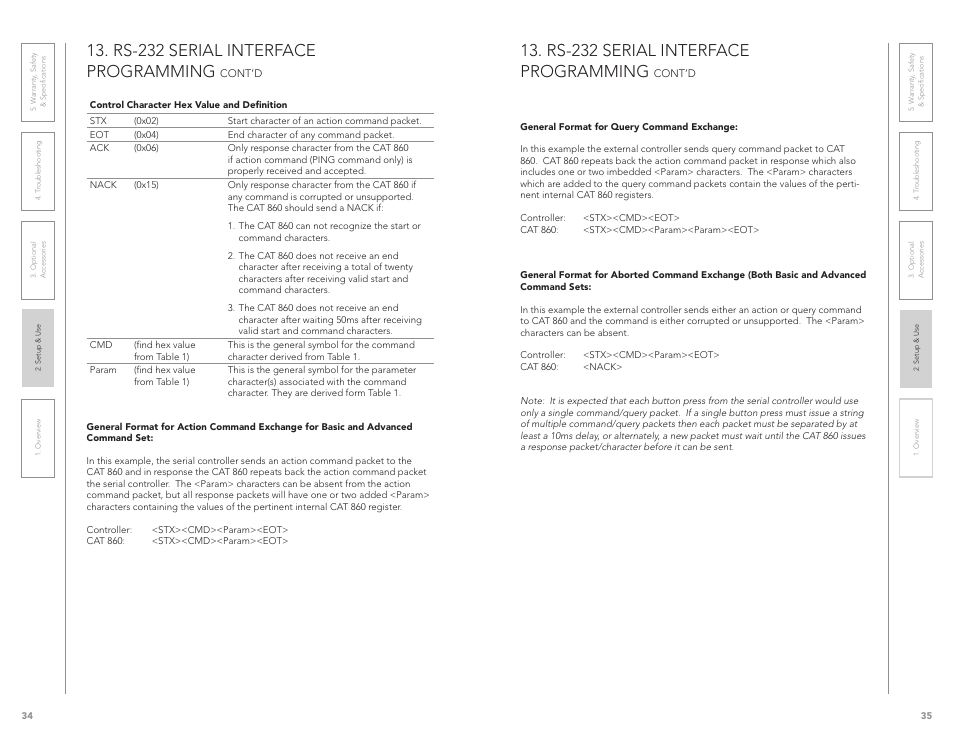Rs-232 serial interface programming | LightSpeed Technologies CAT 860 User Manual | Page 18 / 45