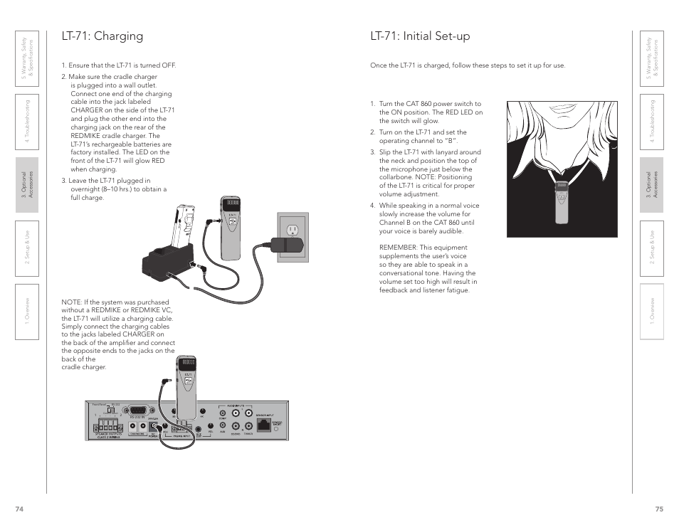 Lt-71: initial set-up, Lt-71: charging | LightSpeed Technologies CAT 860 User Manual | Page 38 / 45
