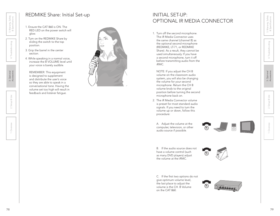 Initial set-up: optional ir media connector, Redmike share: initial set-up | LightSpeed Technologies CAT 860 User Manual | Page 40 / 45