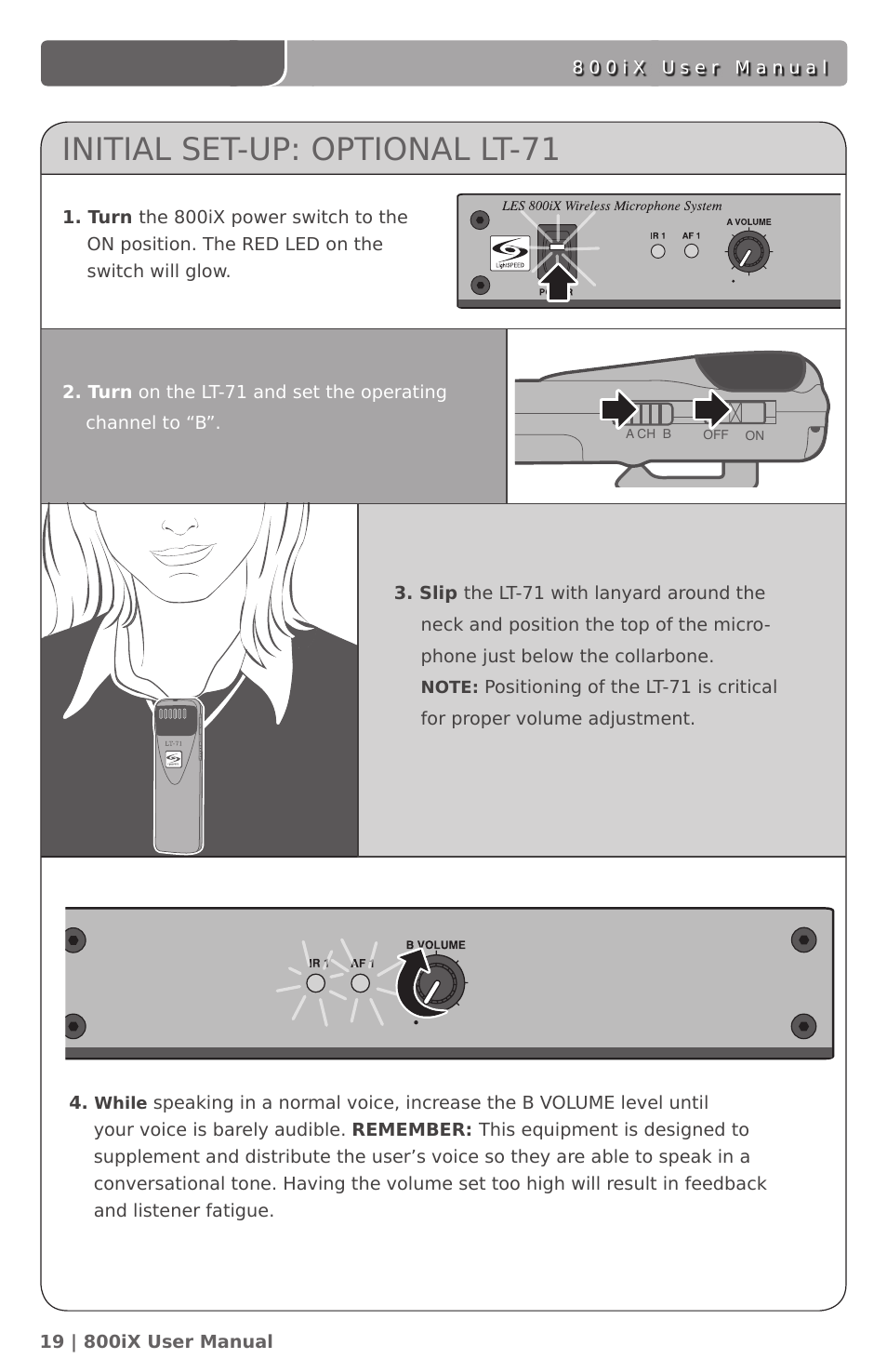 Initial set-up: optional lt-71 | LightSpeed Technologies 800iX User Manual | Page 23 / 38