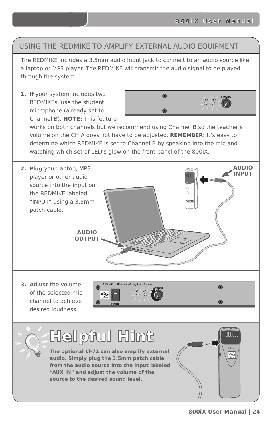 Helpful hint | LightSpeed Technologies 800iX User Manual | Page 28 / 38