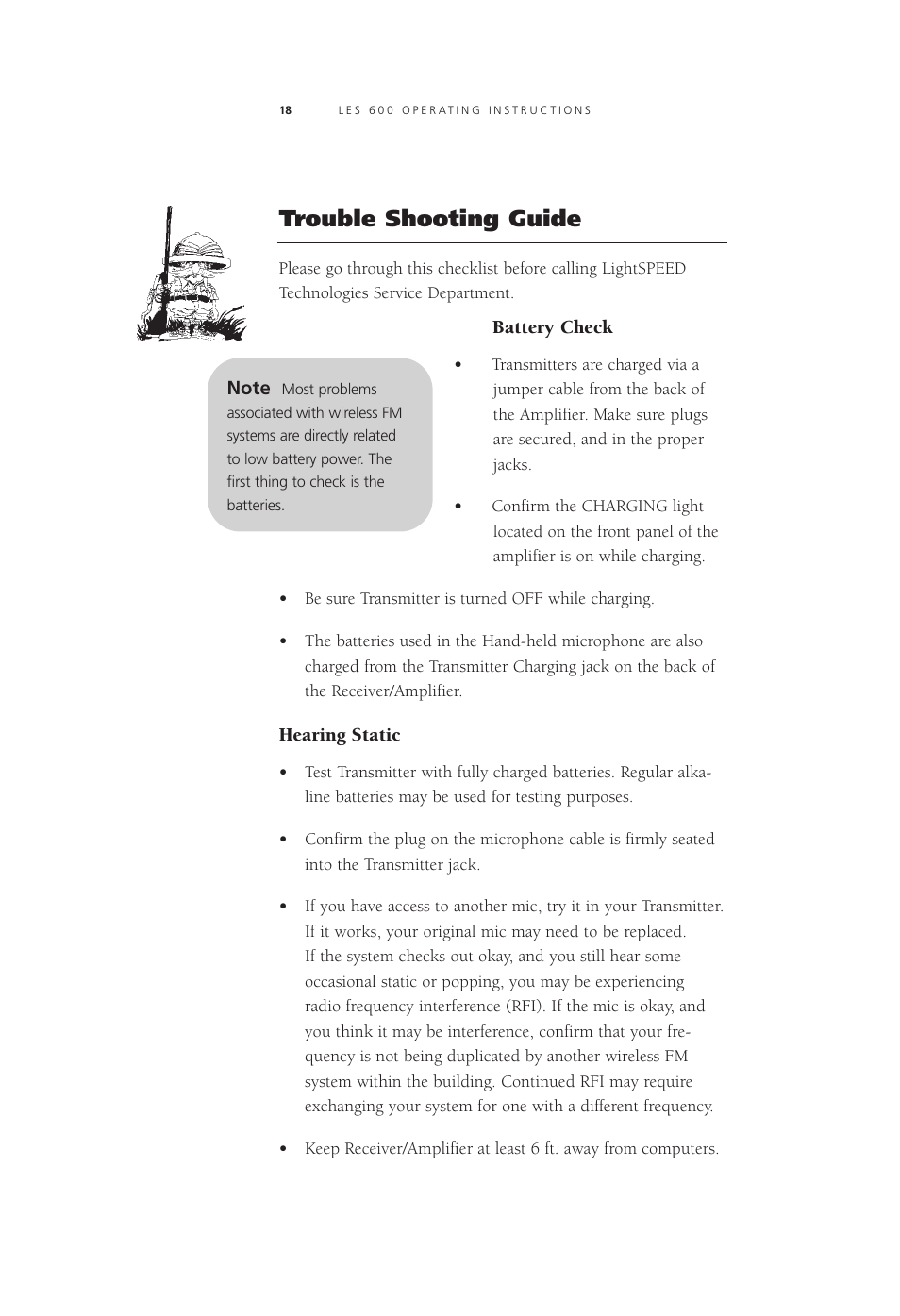 Trouble shooting guide | LightSpeed Technologies Listening Enhancement System LES 600 Series User Manual | Page 17 / 21