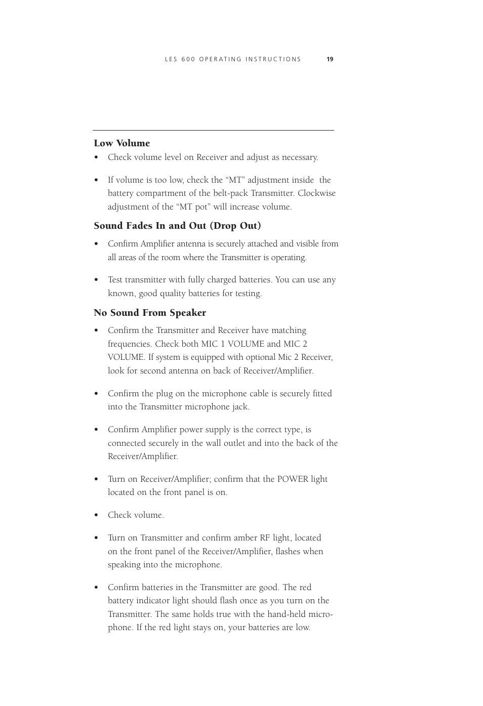 LightSpeed Technologies Listening Enhancement System LES 600 Series User Manual | Page 18 / 21