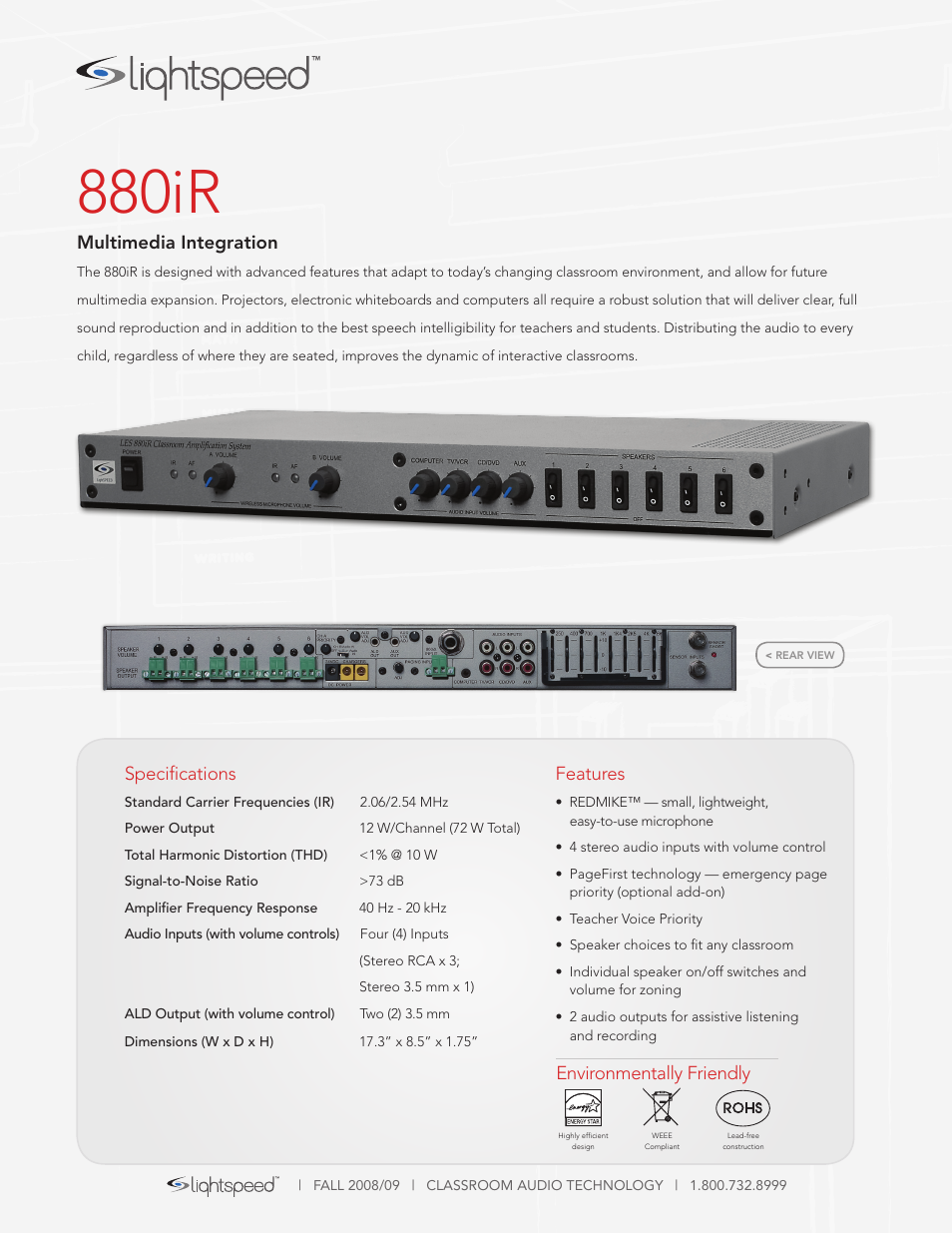 LightSpeed Technologies 880iR User Manual | 2 pages