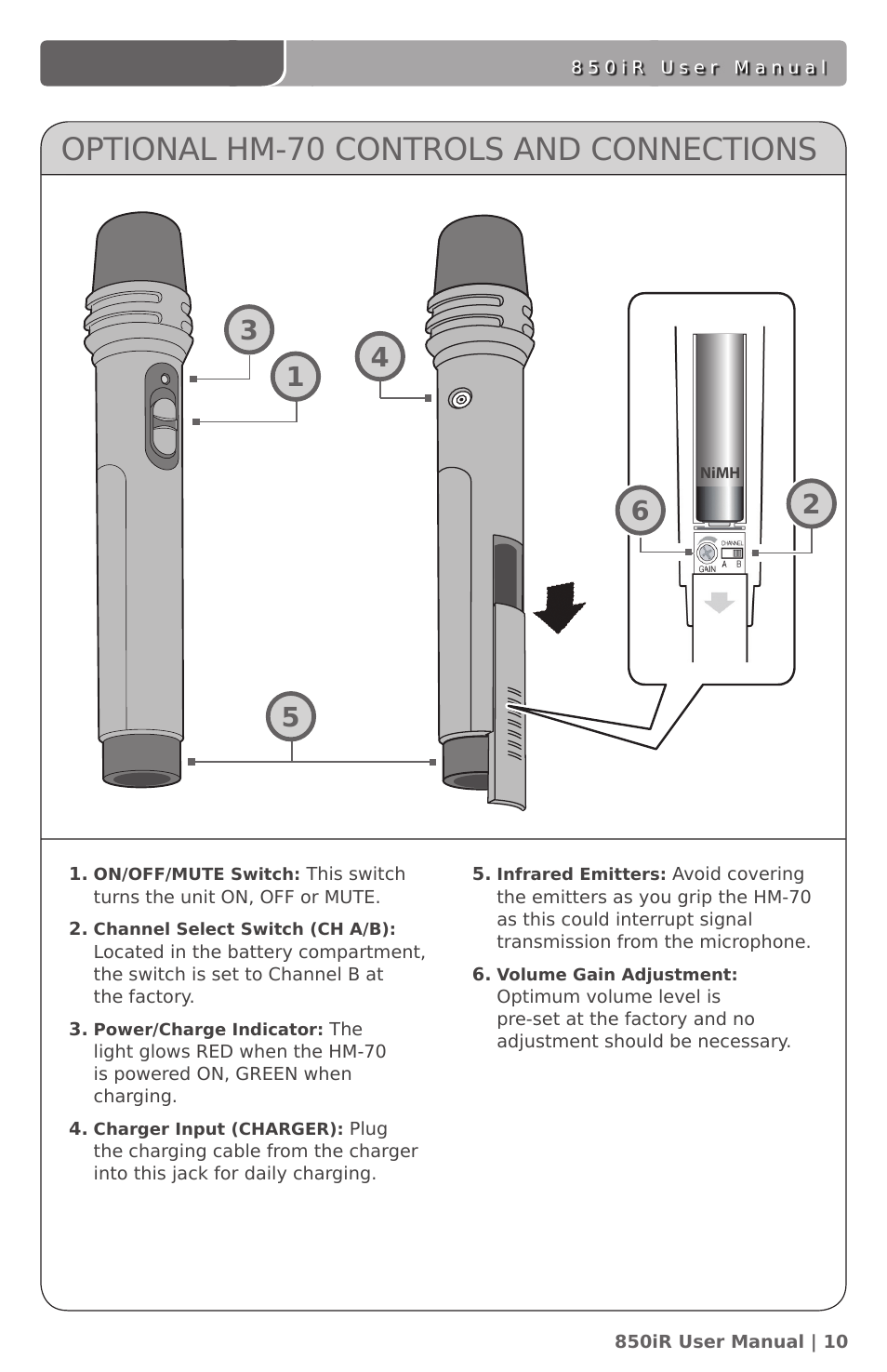 Optional hm-70 controls and connections | LightSpeed Technologies 850IR User Manual | Page 14 / 42