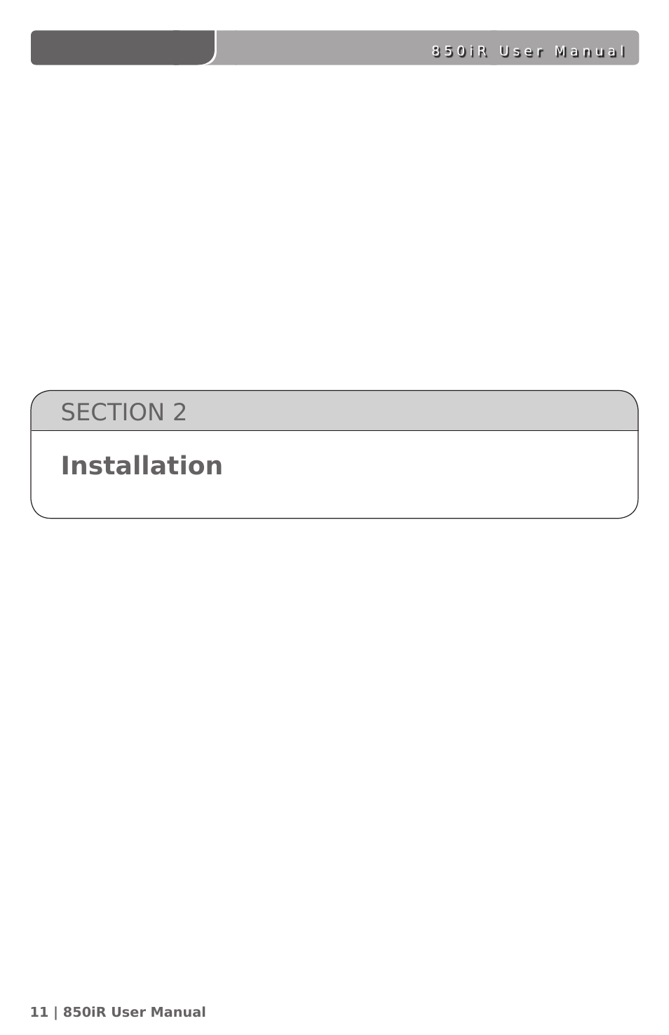 Installation | LightSpeed Technologies 850IR User Manual | Page 15 / 42