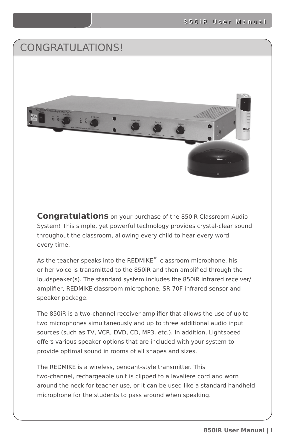 LightSpeed Technologies 850IR User Manual | Page 2 / 42