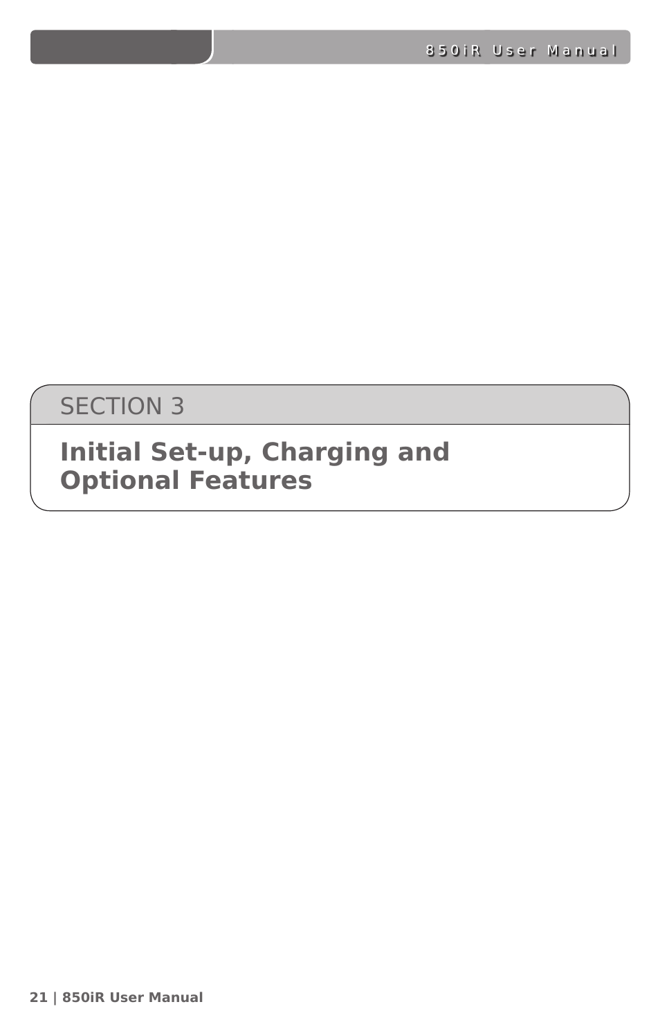Initial set-up, charging and optional features | LightSpeed Technologies 850IR User Manual | Page 25 / 42