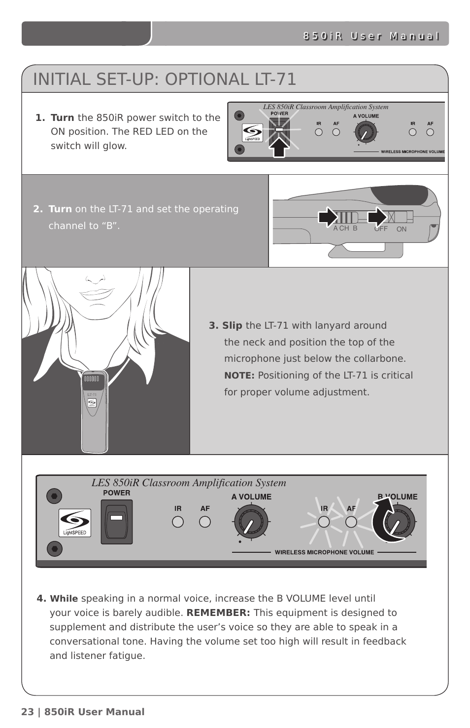 Initial set-up: optional lt-71 | LightSpeed Technologies 850IR User Manual | Page 27 / 42