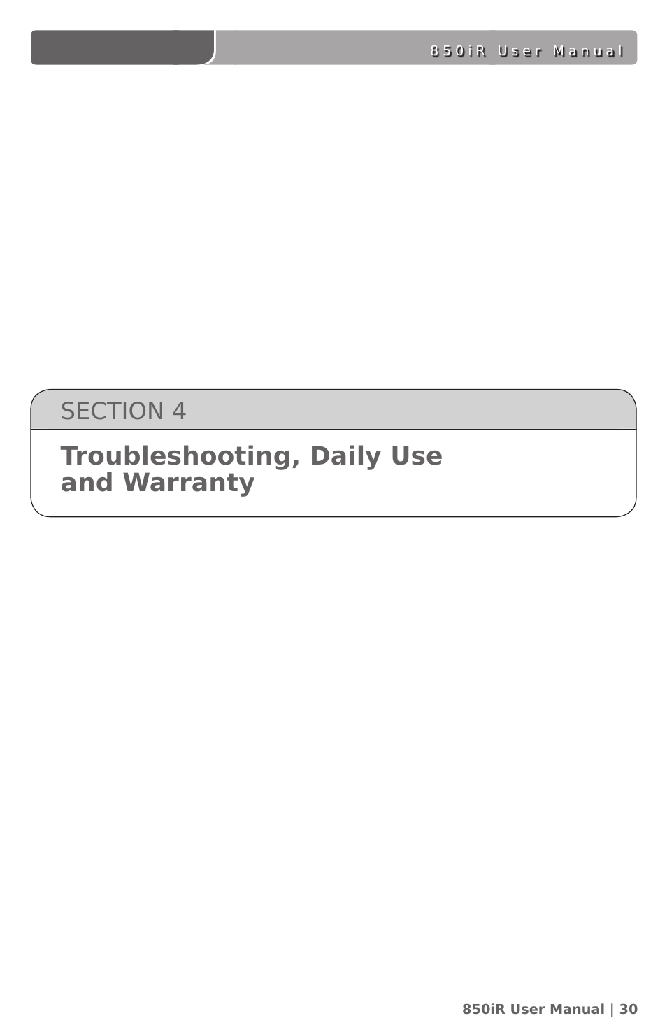 Troubleshooting, daily use and warranty | LightSpeed Technologies 850IR User Manual | Page 34 / 42