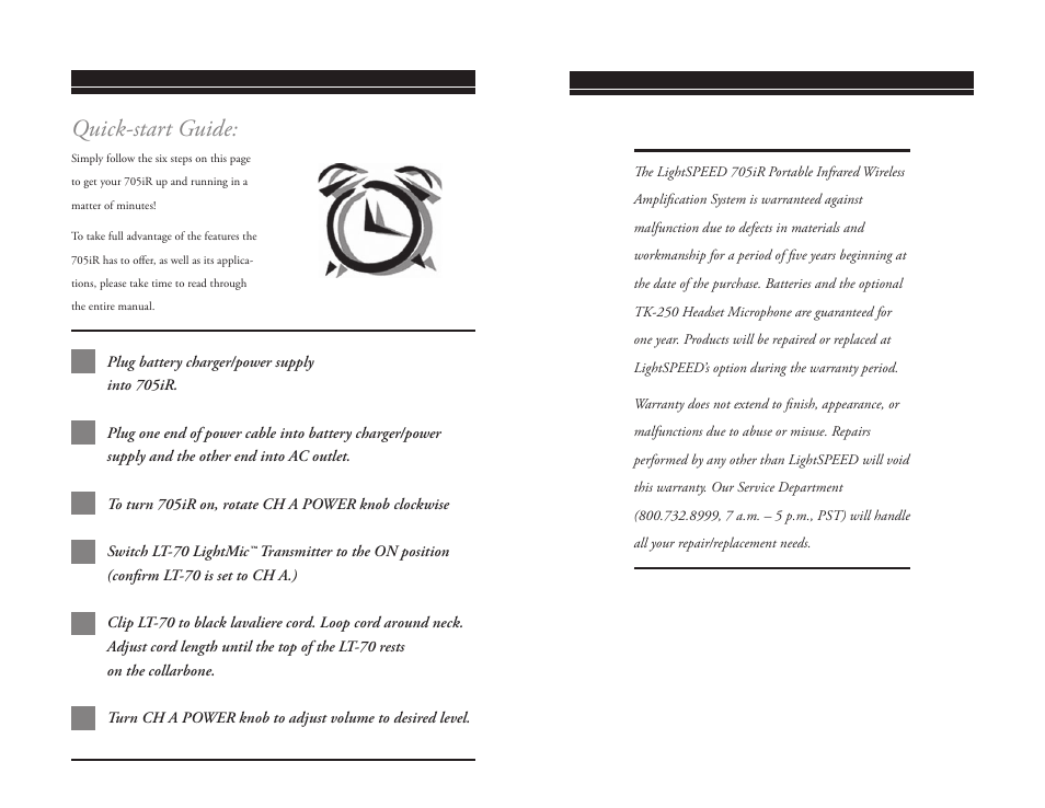 Quick-start guide | LightSpeed Technologies 705iR User Manual | Page 3 / 18