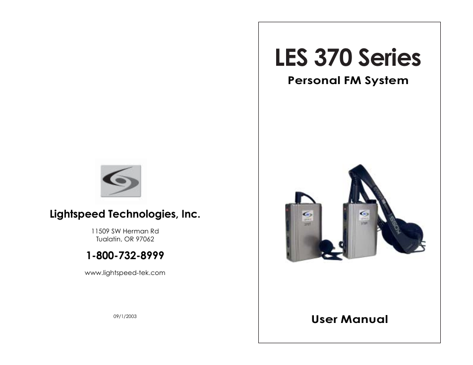 Les 370 series | LightSpeed Technologies Personal FM System LES 370 Series User Manual | Page 14 / 14