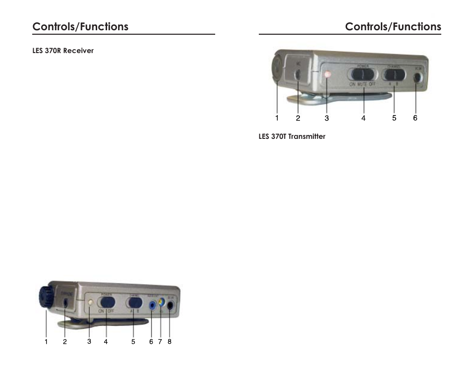 Controls/functions | LightSpeed Technologies Personal FM System LES 370 Series User Manual | Page 5 / 14