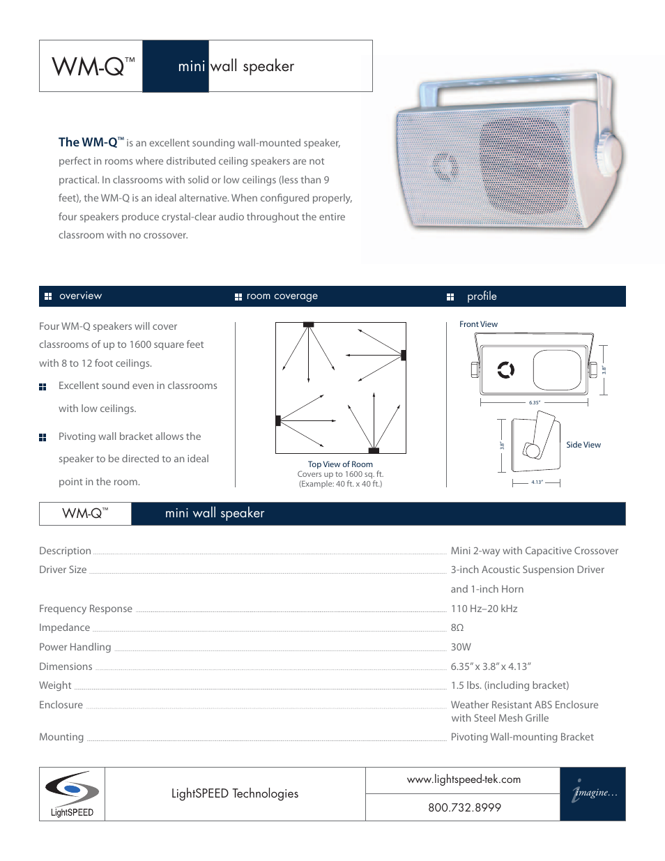 LightSpeed Technologies WM-Q User Manual | 1 page