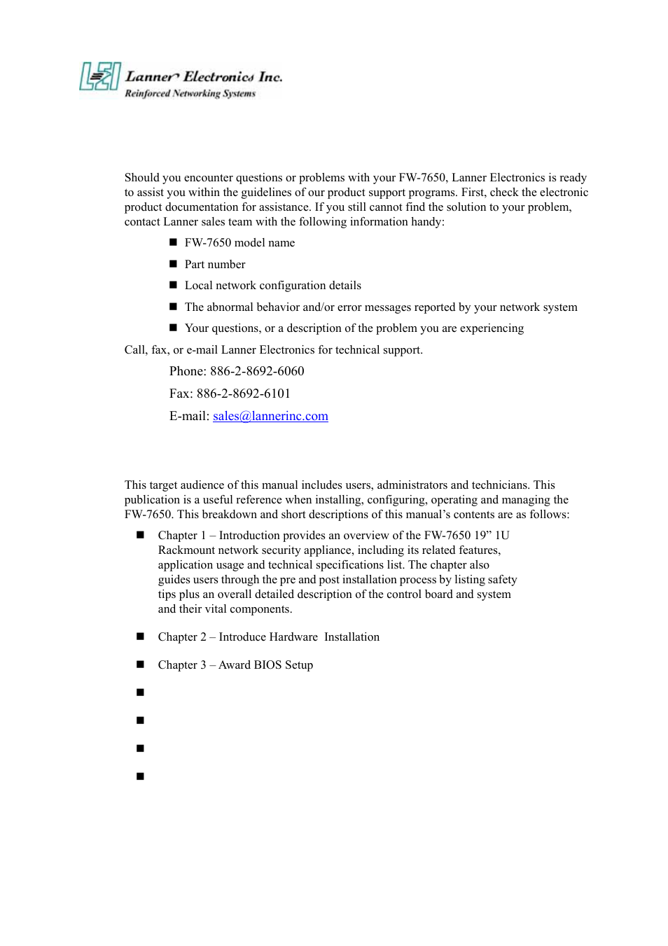 Getting technical assistance, About this manual | Lanner electronic FW-7650 User Manual | Page 4 / 57