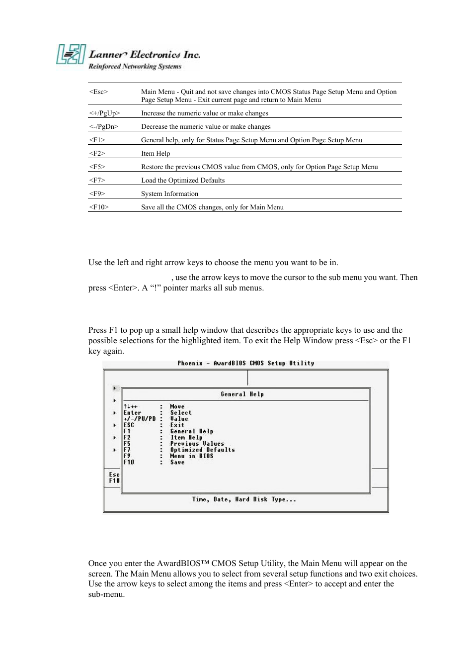 2 main menu, Navigating through the menu bar, Getting help | Lanner electronic FW-7890 User Manual | Page 32 / 56