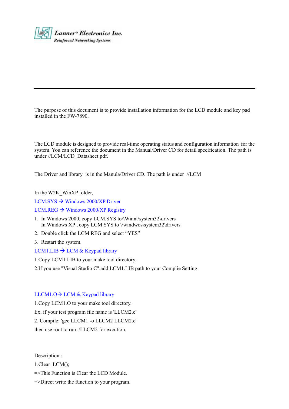 Lcd module and key pad for fw-7890 | Lanner electronic FW-7890 User Manual | Page 51 / 56