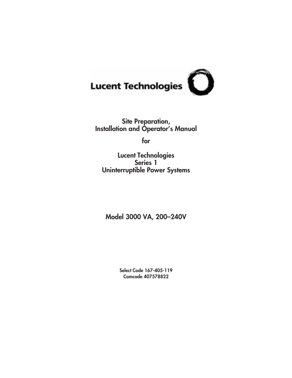 Lucent Technologies Uninterruptible Power Systems 3000 VA User Manual | 75 pages