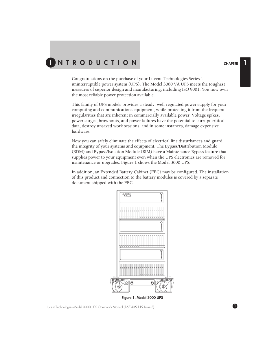 Introduction, 1 introduction, Inăătăărăăoăădăăuăăcăătăăiăăoăăn | Lucent Technologies Uninterruptible Power Systems 3000 VA User Manual | Page 11 / 75
