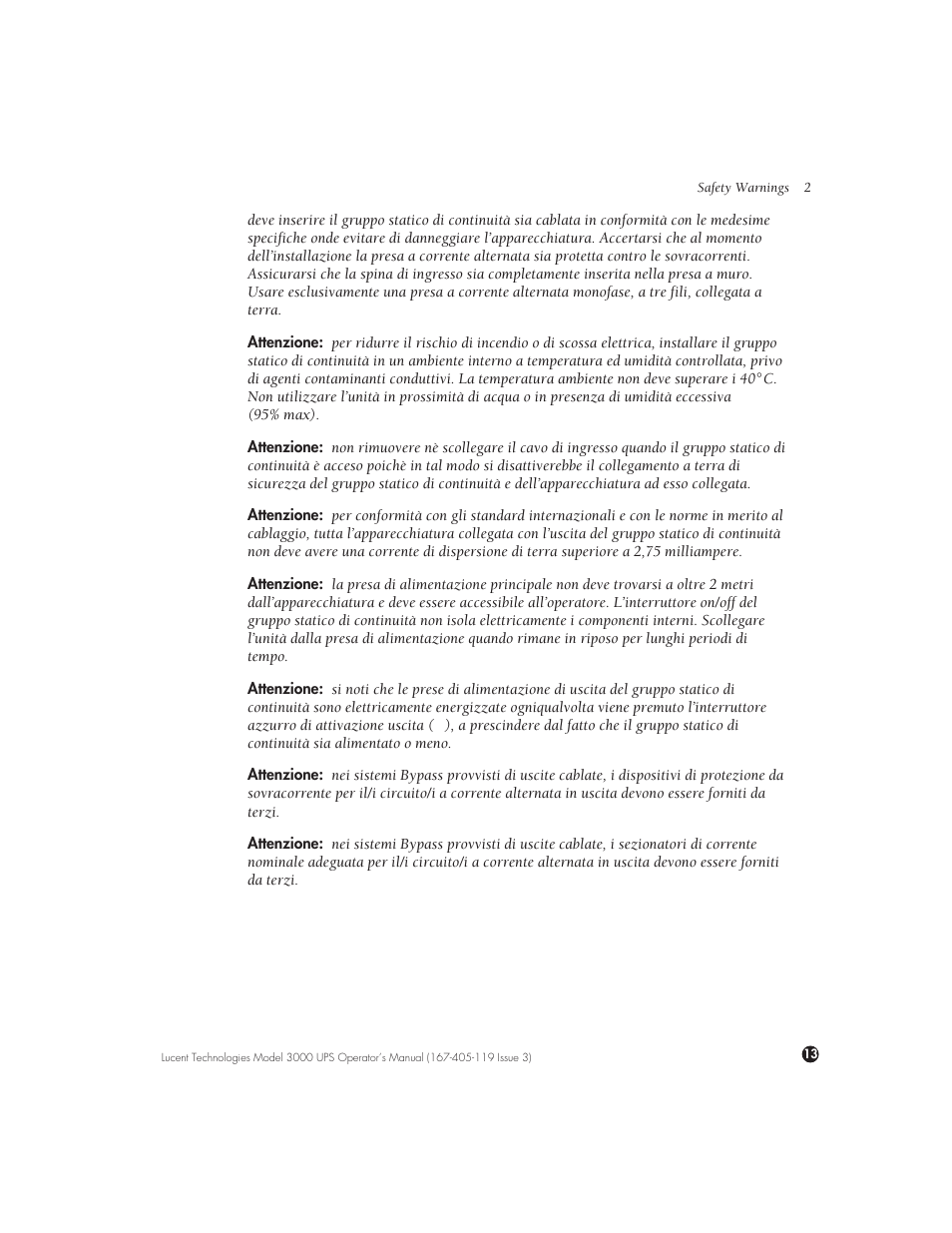 Lucent Technologies Uninterruptible Power Systems 3000 VA User Manual | Page 23 / 75