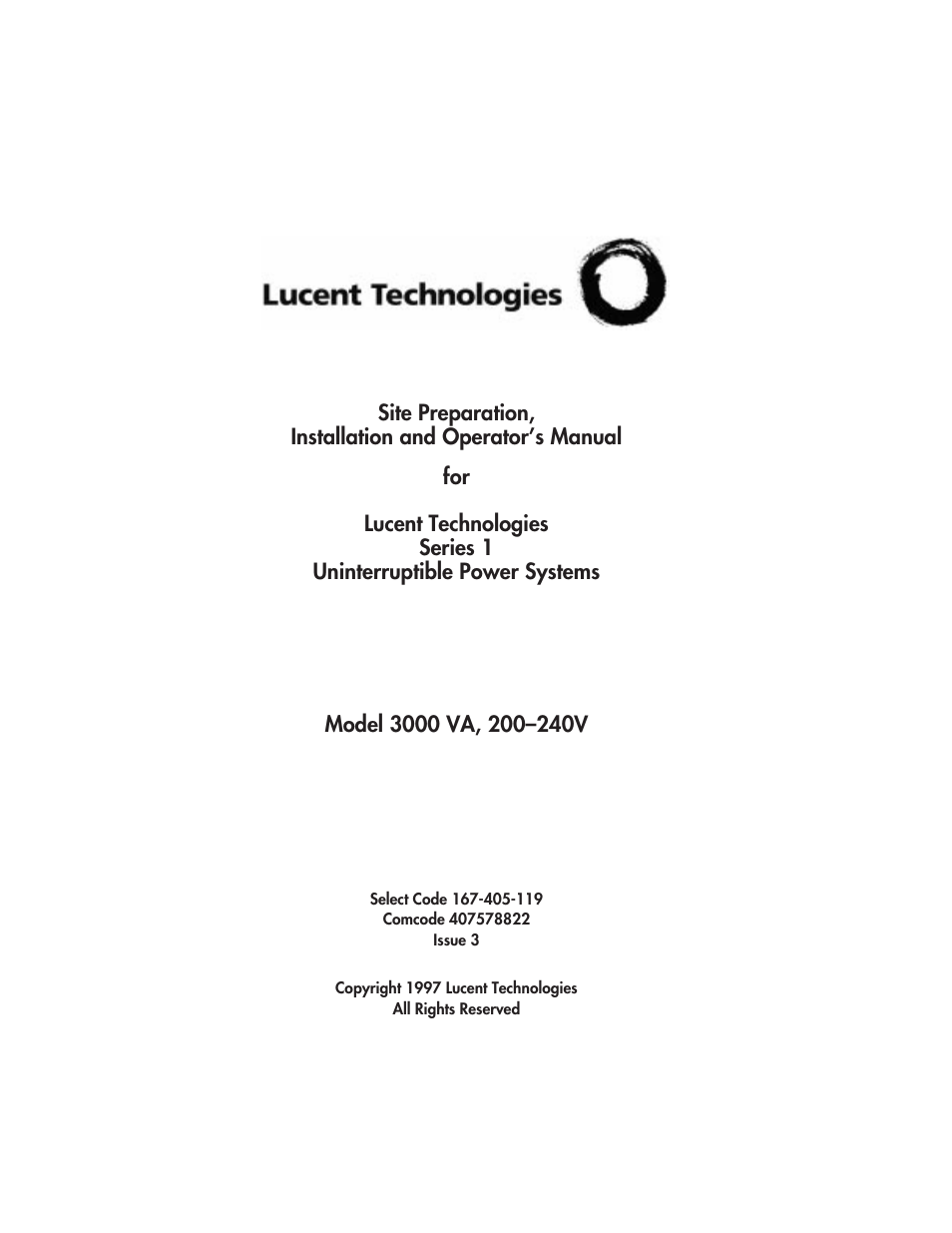 Lucent Technologies Uninterruptible Power Systems 3000 VA User Manual | Page 3 / 75