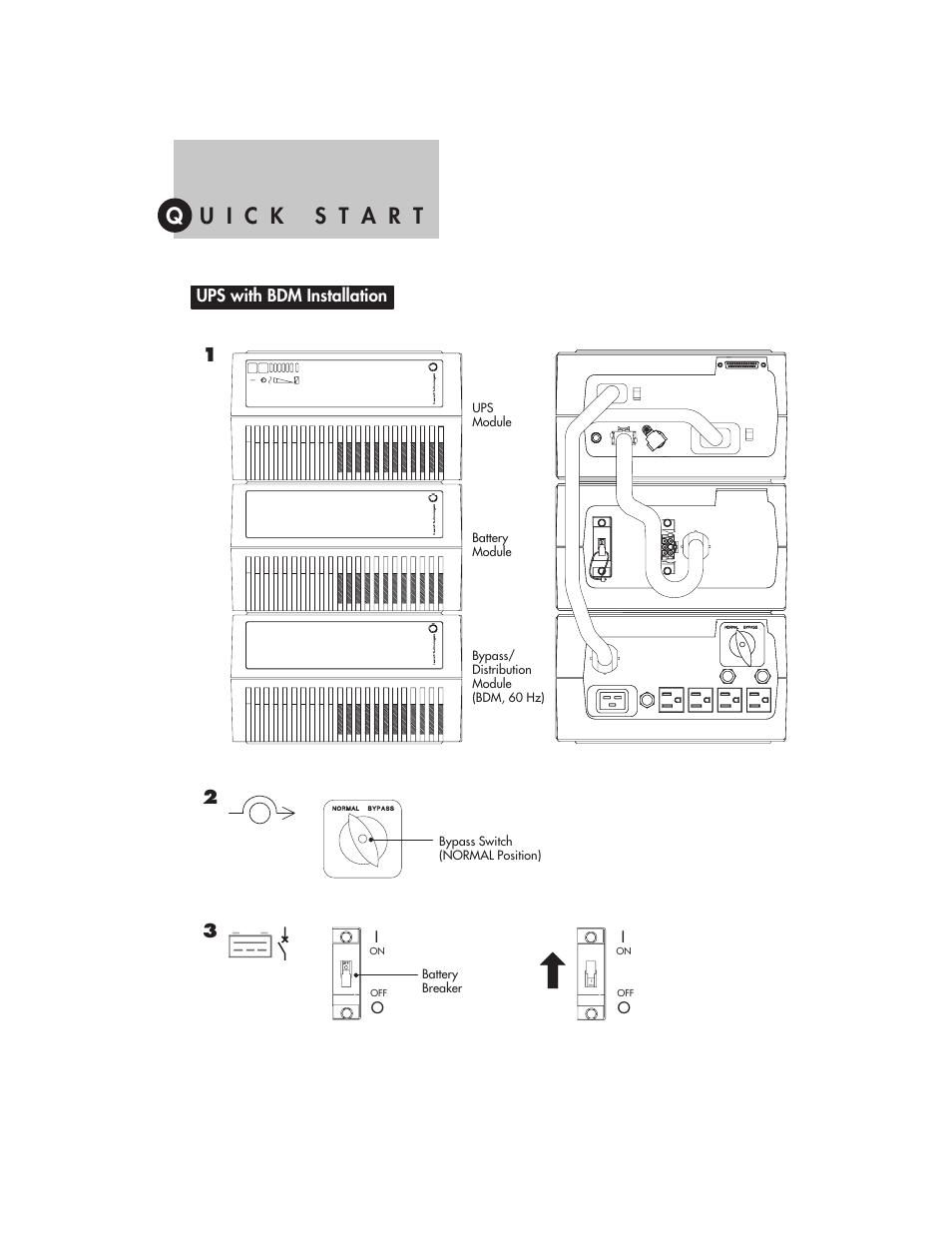 Quick start, Ups with bdm installation, Quăăiăăcăăkăă ăăsăătăăaăărăătăă ăă | Lucent Technologies Uninterruptible Power Systems 3000 VA User Manual | Page 5 / 75