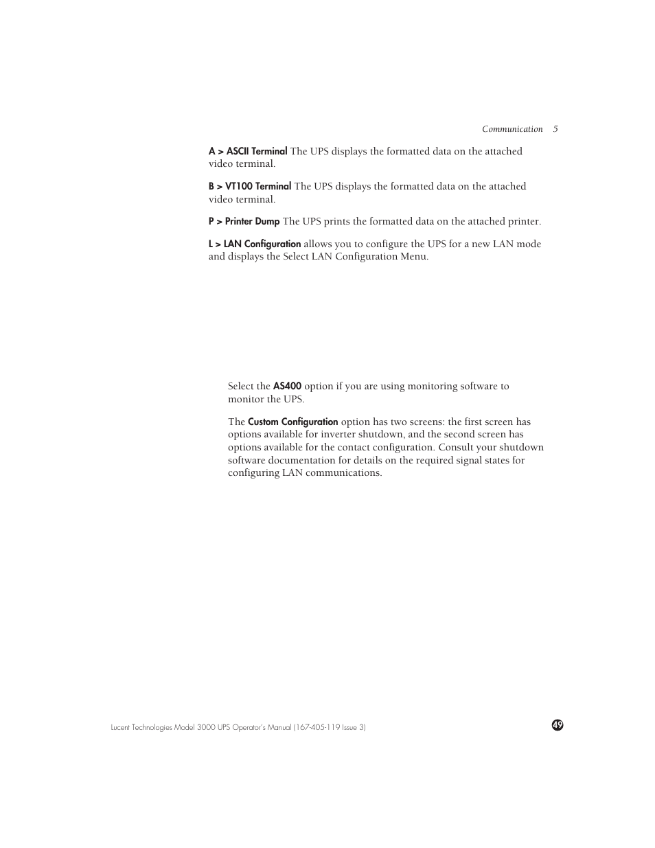 Lucent Technologies Uninterruptible Power Systems 3000 VA User Manual | Page 59 / 75