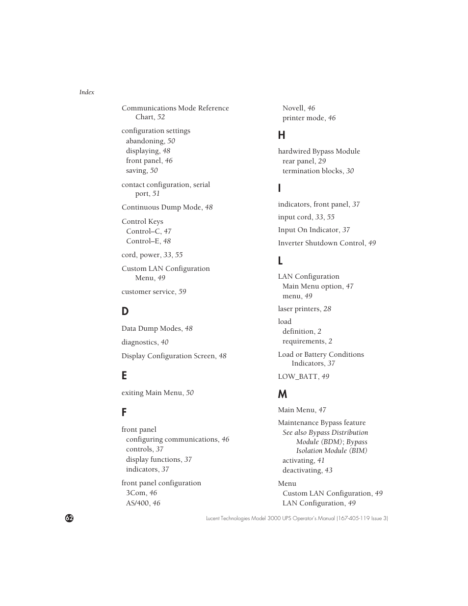 Lucent Technologies Uninterruptible Power Systems 3000 VA User Manual | Page 72 / 75
