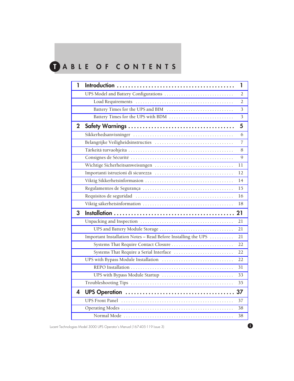 Lucent Technologies Uninterruptible Power Systems 3000 VA User Manual | Page 9 / 75
