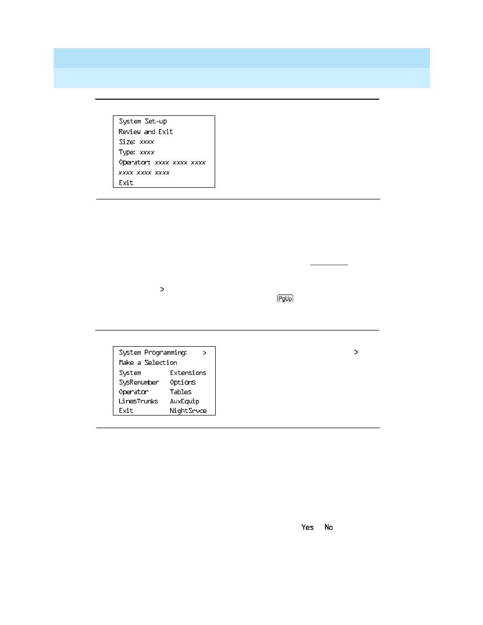 Menu selection screens, Data entry screens, Information screen | Menu selection screen, Figure 6–1, Appears wi | Lucent Technologies MERLIN LEGEND 6 User Manual | Page 237 / 472