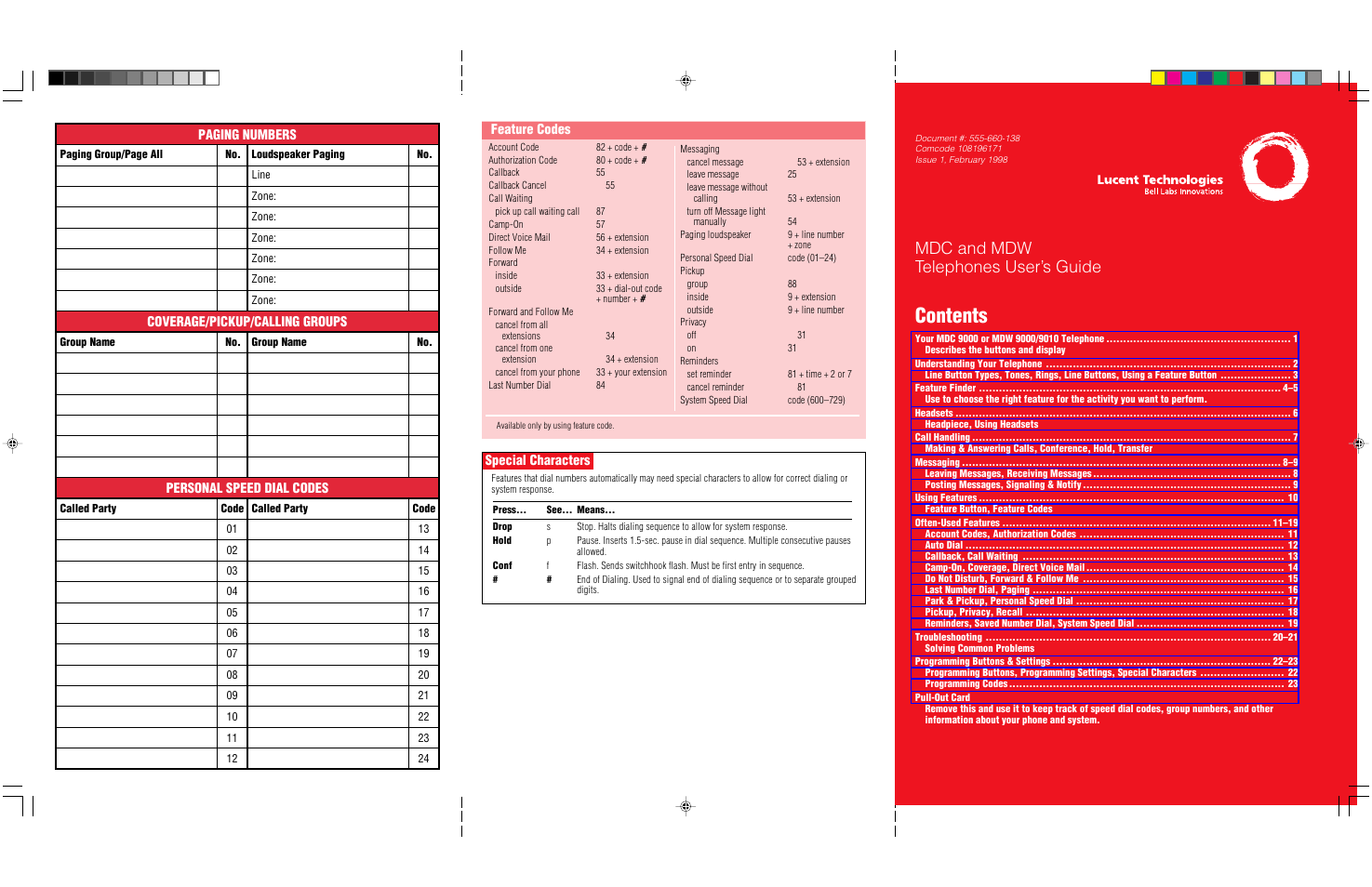 Lucent Technologies MDW 9000/9010 User Manual | 28 pages