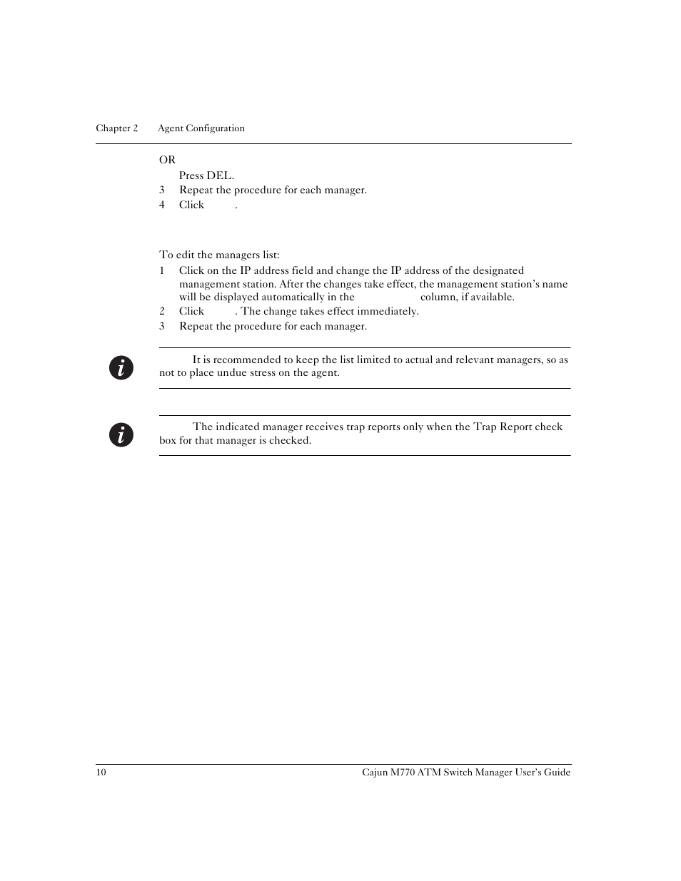 Editing the managers table | Lucent Technologies M770 User Manual | Page 20 / 84