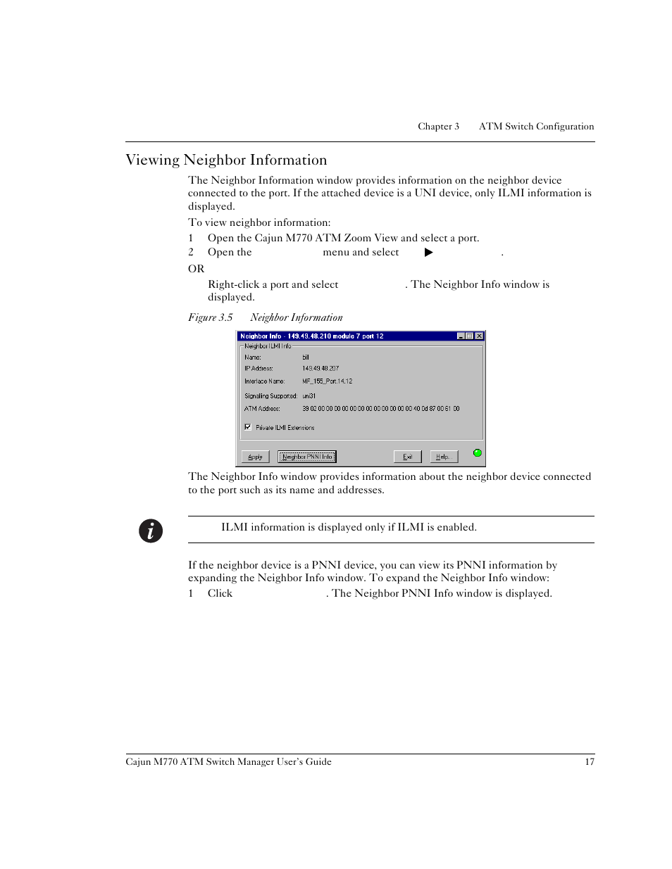 Viewing neighbor information, Figure 3.5, Neighbor information | Lucent Technologies M770 User Manual | Page 27 / 84