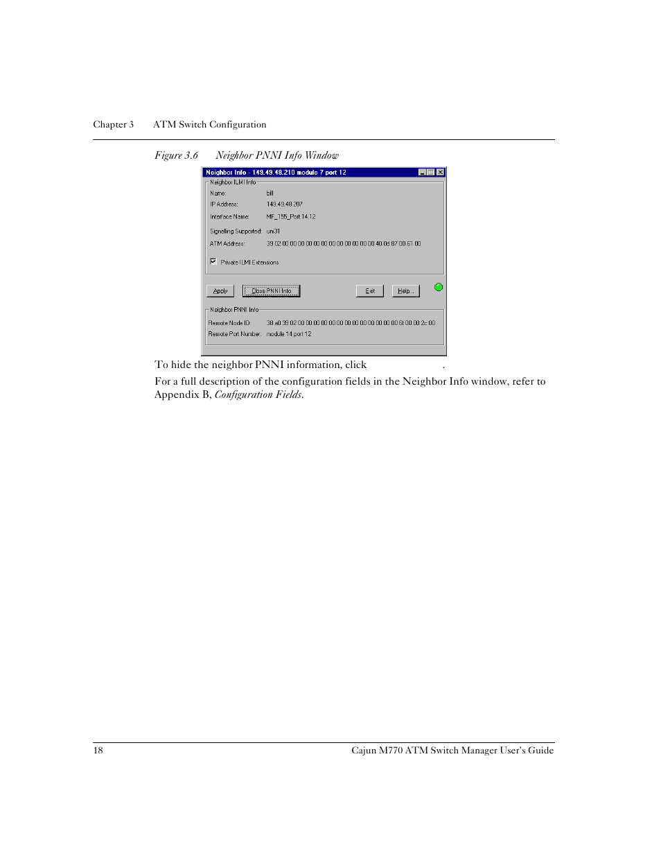 Figure 3.6, Neighbor pnni info window | Lucent Technologies M770 User Manual | Page 28 / 84