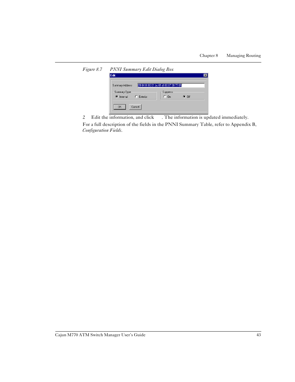 Figure 8.7, Pnni summary edit dialog box | Lucent Technologies M770 User Manual | Page 53 / 84