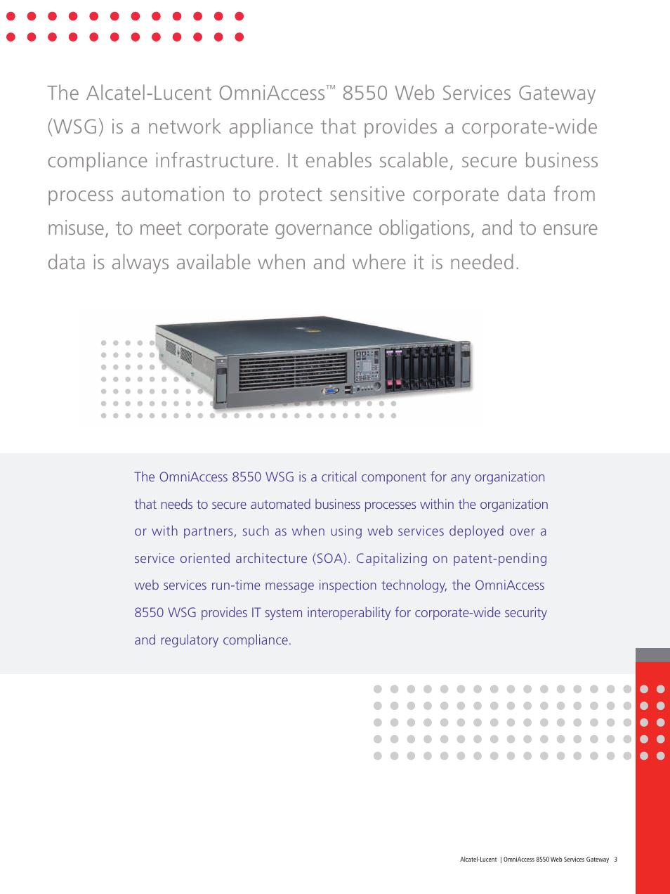 The alcatel-lucent omniaccess | Lucent Technologies Web Services Gateway OmniAccess 8550 User Manual | Page 3 / 8