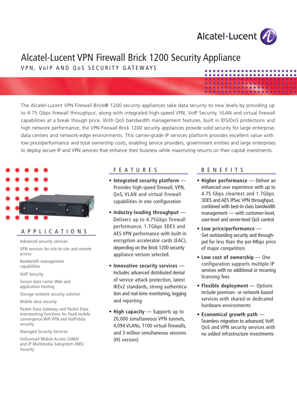Lucent Technologies Alcatel-Lucent VPN 1200 User Manual | 6 pages