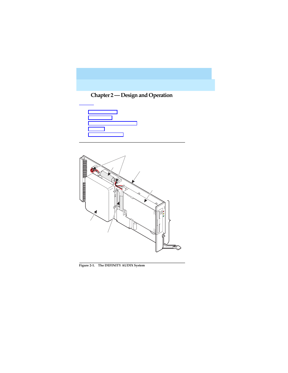 Design and operation, 2 design and operation, Chapter 2 | Chapter 2 — design and operation | Lucent Technologies Definity Audix System Release 4.0 User Manual | Page 17 / 72